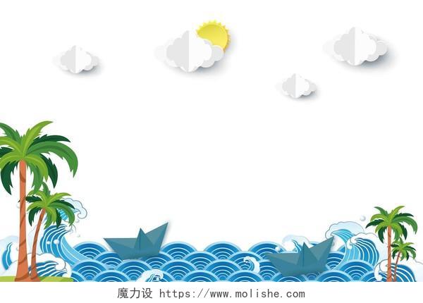 海洋插画夏天夏日海水清凉椰子树主题素材